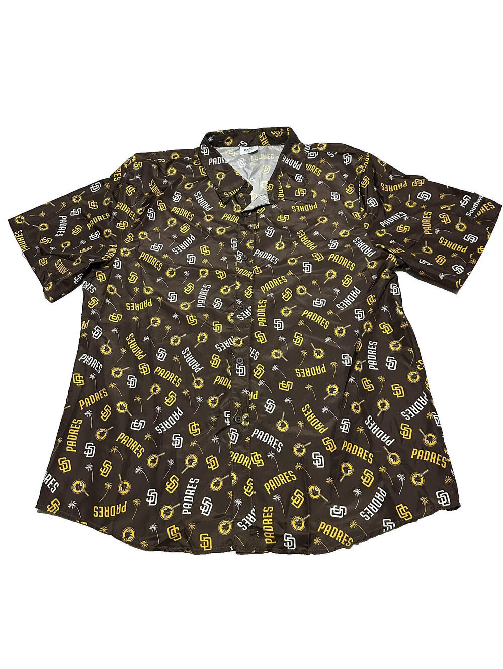 San Diego Padres Hawaiian Brown All Over Logo SGA Button Up XL MLB Polyester